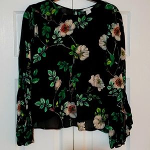 Partially sheer flower blouse